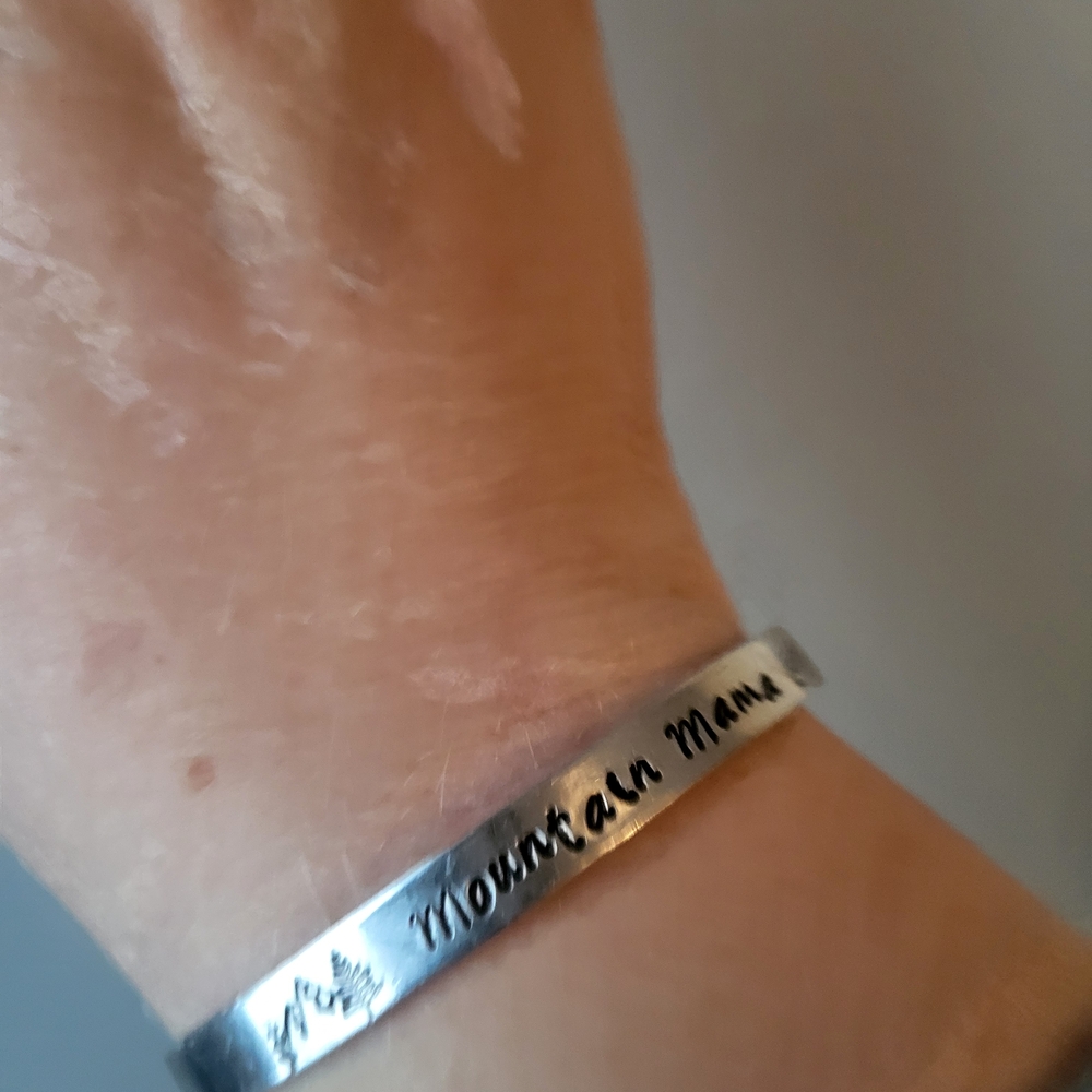 Mountain Mama Silver Engraved Adjustable Cuff - Picture 7 of 7